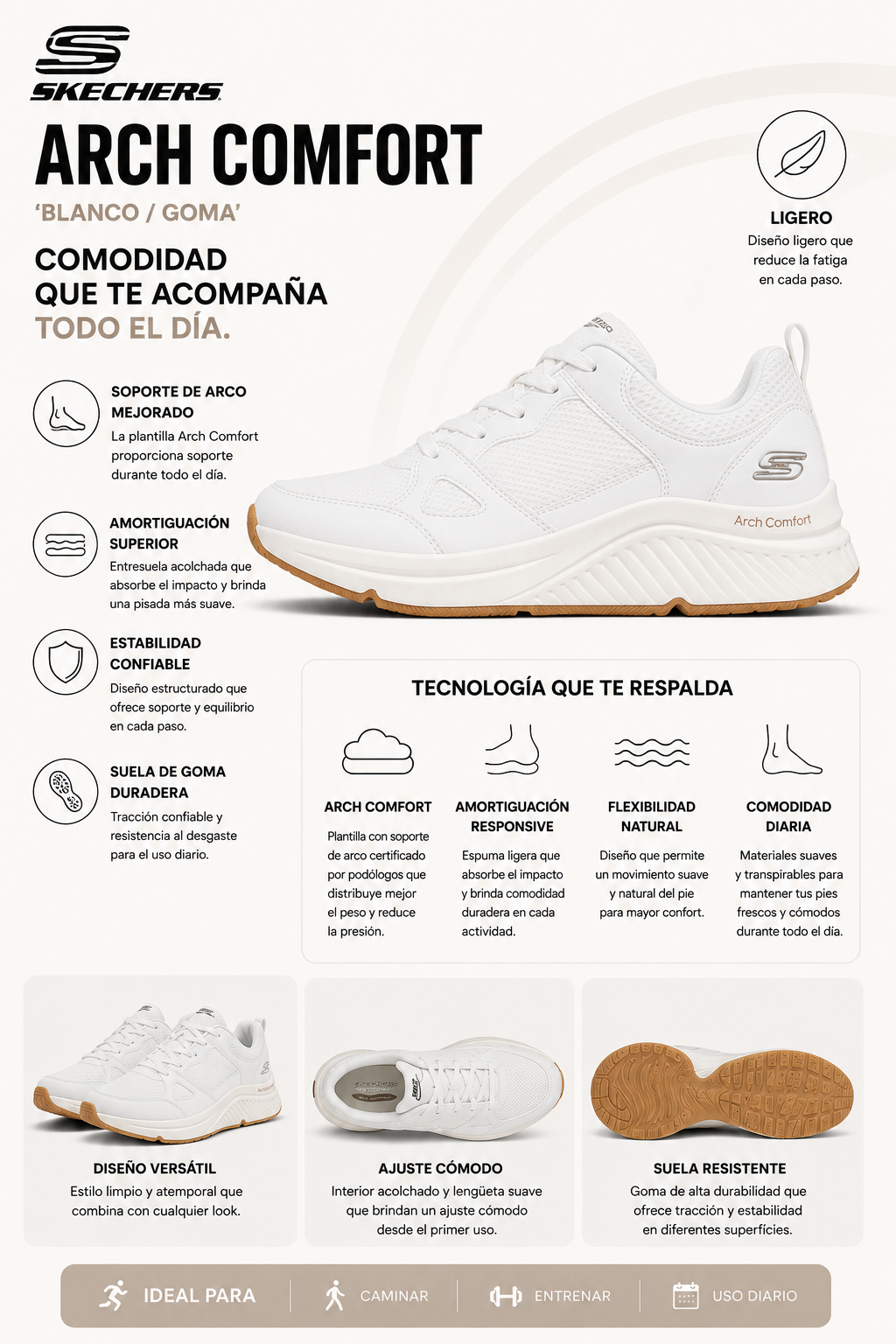 Tenis Skecher Bobs Arch Comfort B Mujer